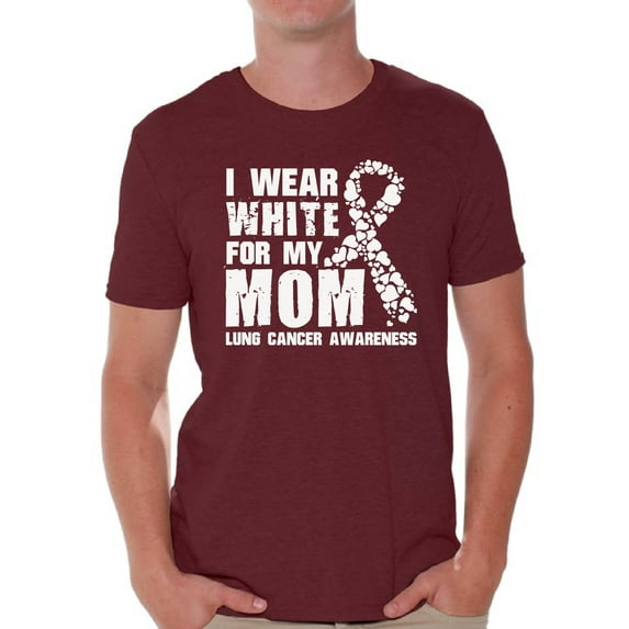 Awkward Styles Men's I Wear White for My Mom Graphic T-shirt Tops Lung Cancer Awareness