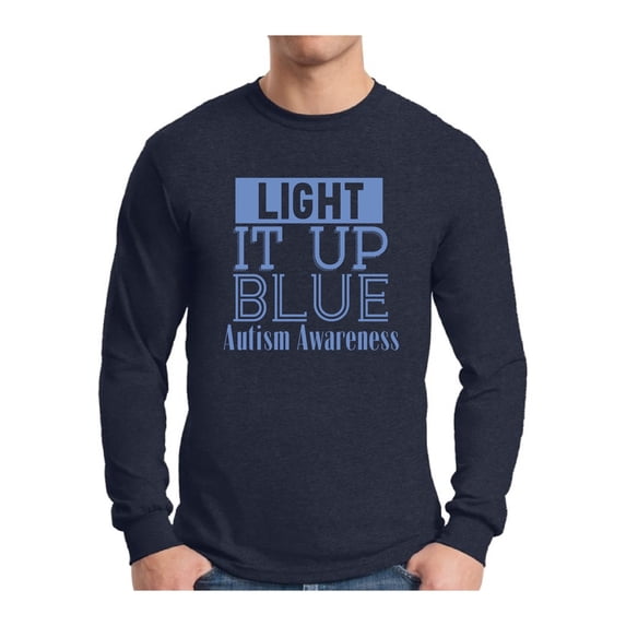 Awkward Styles Men's Light It Up Blue Support Graphic Long Sleeve T-shirt Tops for Autism Awareness