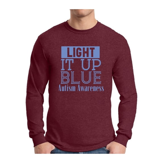 Awkward Styles Men's Light It Up Blue Support Graphic Long Sleeve T-shirt Tops for Autism Awareness