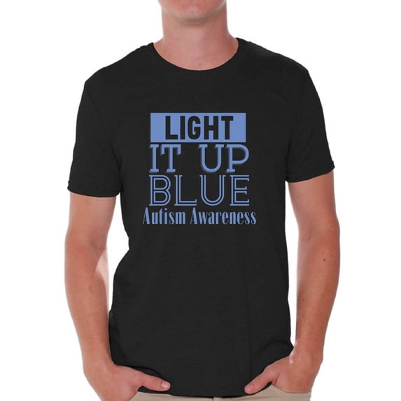 Awkward Styles Men's Light It Up Blue Support Graphic T-shirt Tops for Autism Awareness