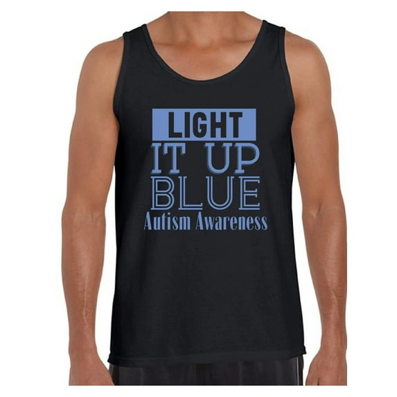 Awkward Styles Men's Light It Up Blue Support Graphic Tank Tops for Autism Awareness