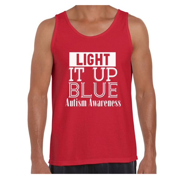 Awkward Styles Men's Light It Up Blue for Autism Awareness Shine A Light White Graphic Tank Tops