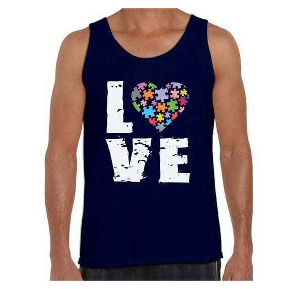 Awkward Styles Men's Love Puzzles Autism Awareness Graphic Tank Tops Autistic Support