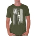 thumbnail image 1 of Awkward Styles Men's Lung Cancer Distressed American Flag Graphic T-shirt Tops Fight White Ribbon, 1 of 4