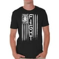 thumbnail image 1 of Awkward Styles Men's Lung Cancer Distressed American Flag Graphic T-shirt Tops Fight White Ribbon, 1 of 4