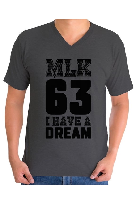 Men's Martin Luther King Graphic V-neck T-shirt Tops I Have a Dream Shirt Black