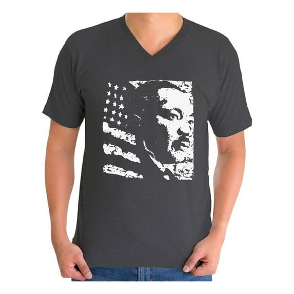 Awkward Styles Men's Martin Luther King Graphic V-neck T-shirt Tops USA Flag Shirt