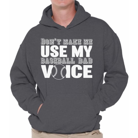 Awkward Styles Men's My Baseball Dad Voice Funny Sport Father`s Graphic Hoodie Tops White Baseball Dad