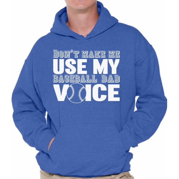 Awkward Styles Men's My Baseball Dad Voice Funny Sport Father`s Graphic Hoodie Tops White Baseball Dad