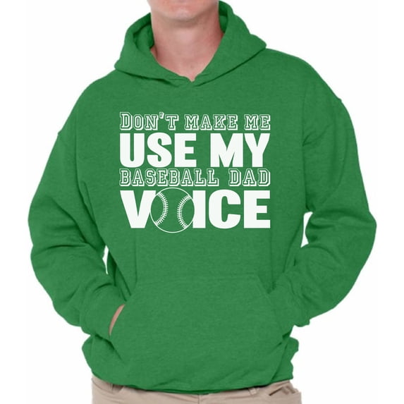 Awkward Styles Men's My Baseball Dad Voice Funny Sport Father`s Graphic Hoodie Tops White Baseball Dad