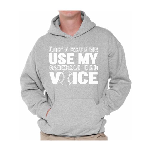 Awkward Styles Men's My Baseball Dad Voice Funny Sport Father`s Graphic Hoodie Tops White Baseball Dad