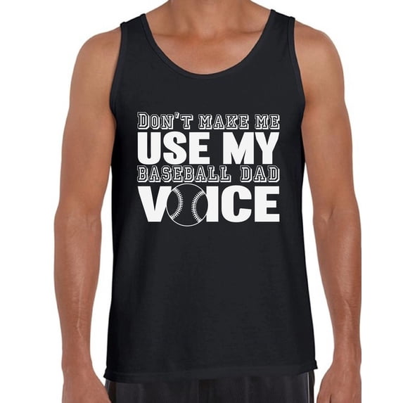 Awkward Styles Men's My Baseball Dad Voice Funny Sport Father`s Graphic Tank Tops White Baseball Dad