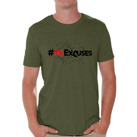 Awkward Styles Men's No Excuses Hashtag Graphic T-shirt Tops Fitness Gym Workout Motivation