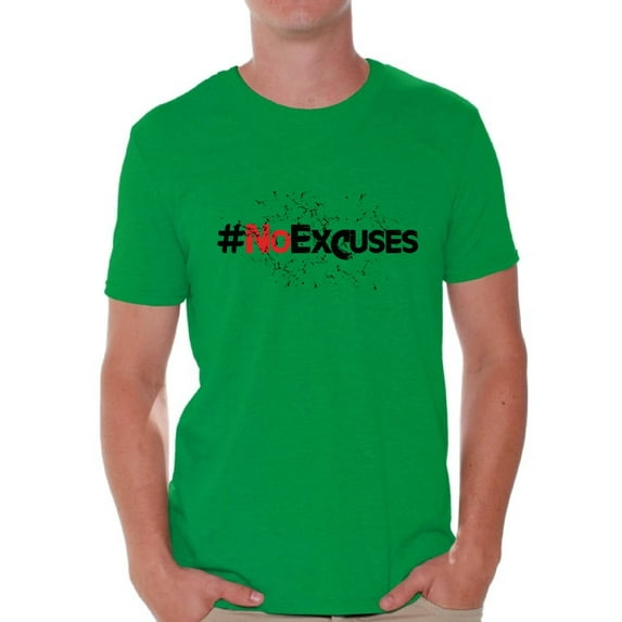 Awkward Styles Men's No Excuses Hashtag Graphic T-shirt Tops Fitness Gym Workout Motivation