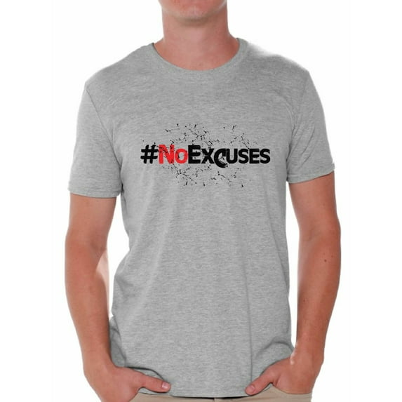 Awkward Styles Men's No Excuses Hashtag Graphic T-shirt Tops Fitness Gym Workout Motivation