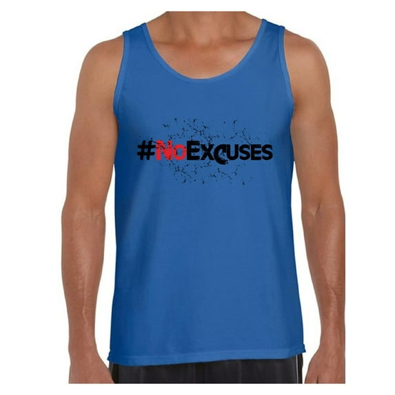 Awkward Styles Men's No Excuses Hashtag Graphic Tank Tops Fitness Gym Workout Motivation