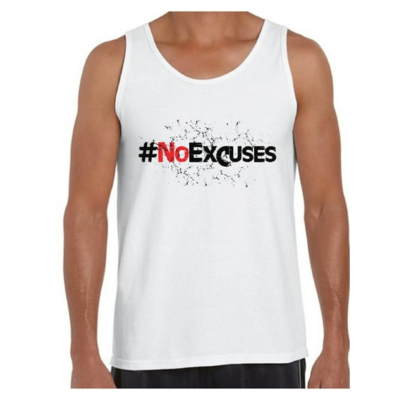 Awkward Styles Men's No Excuses Hashtag Graphic Tank Tops Fitness Gym Workout Motivation