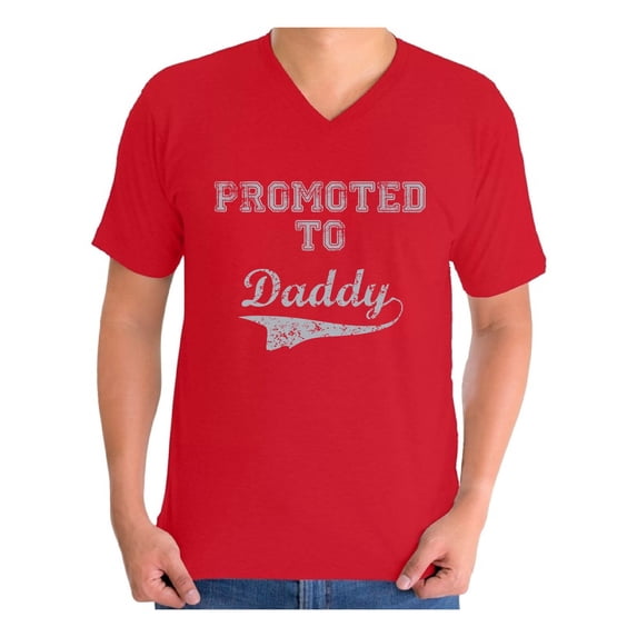 Awkward Styles Men's Promoted to Daddy Cute Graphic V-neck T-shirt Tops New Dad Father's Day Gift Father To Be