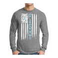 thumbnail image 1 of Awkward Styles Men's Prostate Cancer Distressed American Flag Graphic Long Sleeve T-shirt Tops Fight Blue Ribbon, 1 of 4