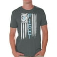 thumbnail image 1 of Awkward Styles Men's Prostate Cancer Distressed American Flag Graphic T-shirt Tops Fight Blue Ribbon, 1 of 4