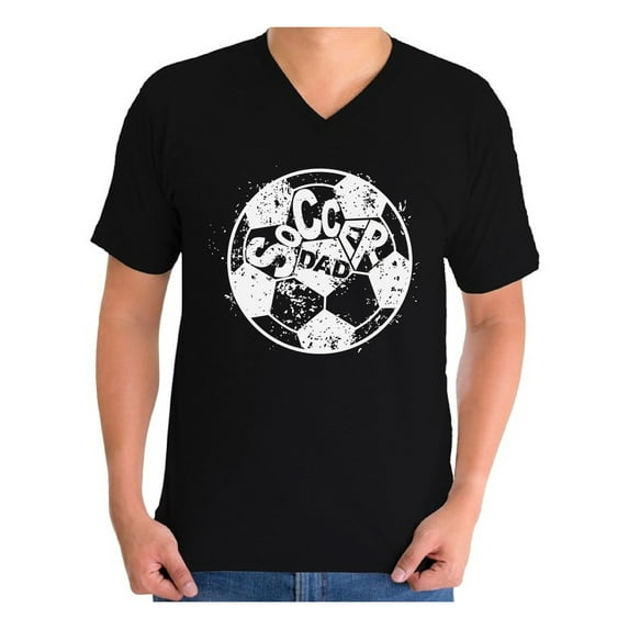 Awkward Styles Men's Soccer Dad Ball Graphic V-neck T-shirt Tops White Vintage Father`s Day Best Soccer Player
