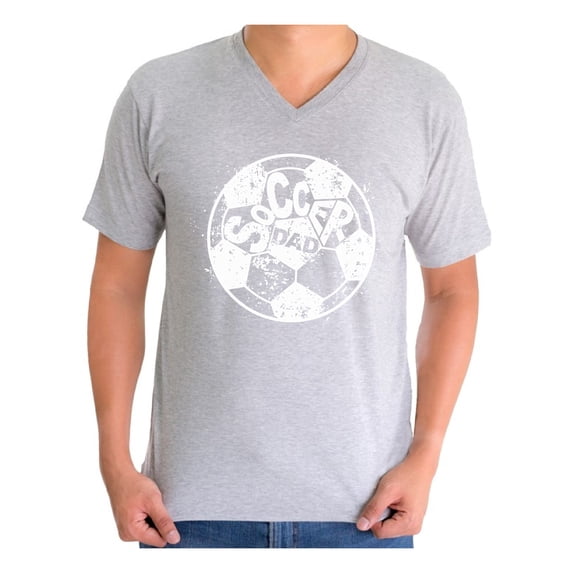 Awkward Styles Men's Soccer Dad Ball Graphic V-neck T-shirt Tops White Vintage Father`s Day Best Soccer Player