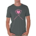 thumbnail image 1 of Awkward Styles Men's Survive Heart Graphic T-shirt Tops Pink Ribbon Cancer Awareness Hope Love Life, 1 of 4