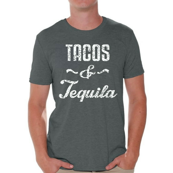 Awkward Styles Men's Tacos & Tequila Graphic T-shirt Tops Taco Mexican Drinking Party Gift