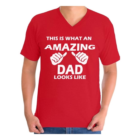 Awkward Styles Men's This is What An Amazing Dad Looks Like Graphic V-neck T-shirt Tops Cool Gift for Dad