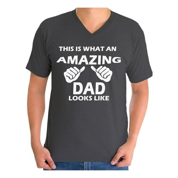 Awkward Styles Men's This is What An Amazing Dad Looks Like Graphic V-neck T-shirt Tops Cool Gift for Dad