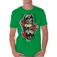 thumbnail image 1 of Awkward Styles Men's Three Sugar Skulls and Roses Graphic T-shirt Tops Day of the Dead, 1 of 4