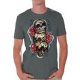 thumbnail image 1 of Awkward Styles Men's Three Sugar Skulls and Roses Graphic T-shirt Tops Day of the Dead, 1 of 4