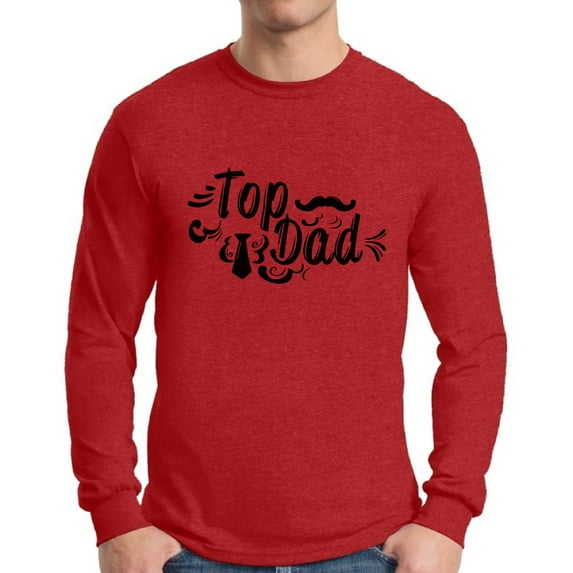 Awkward Styles Men's Top Dad Tie And Moustache Graphic Long Sleeve T-shirt Tops Cute Father`s Day Gift