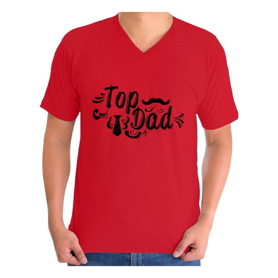 Awkward Styles Men's Top Dad Tie And Moustache Graphic V-neck T-shirt Tops Cute Father`s Day Gift