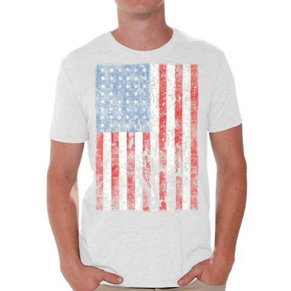 Awkward Styles Shirts for Men Graphic T-shirt USA Flag Distressed Tops 4th of July Men's T-shirt Independence Day Gifts