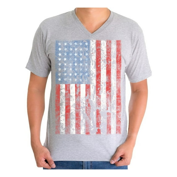 Awkward Styles Men's USA Flag Distressed Graphic V-neck T-shirt Tops 4th of July Independence Day
