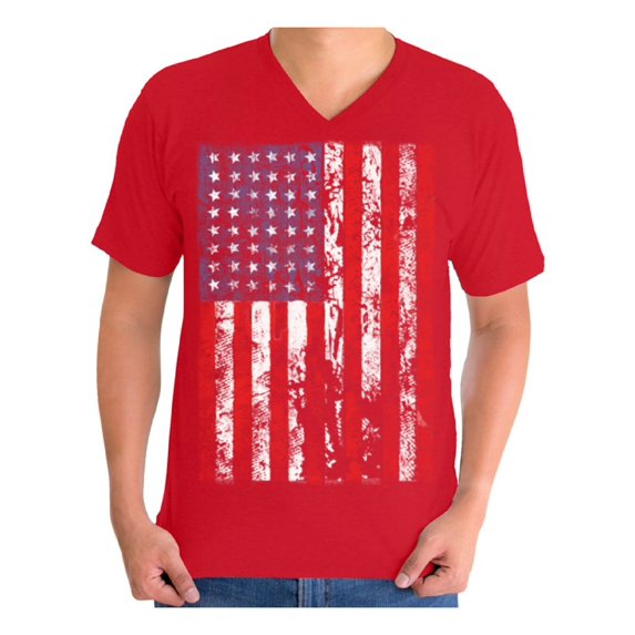 Awkward Styles Men's USA Flag Distressed Graphic V-neck T-shirt Tops 4th of July Independence Day