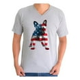 thumbnail image 1 of Awkward Styles Men's USA Flag French Bulldog Cute Graphic V-neck T-shirt Tops 4th Of July Party Pet Lover, 1 of 4