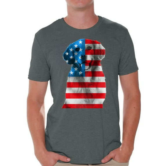 Awkward Styles Men's USA Flag Golden Retriever Graphic T-shirt Tops Independence Day Gift