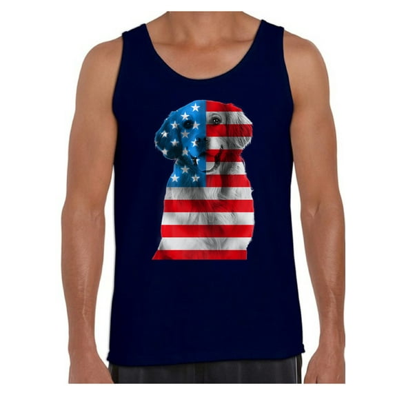 Awkward Styles Men's USA Flag Golden Retriever Graphic Tank Tops Independence Day Gift