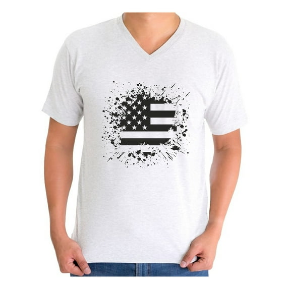 Awkward Styles Men's USA Flag Graphic V-neck T-shirt Tops Black and White Patriotic