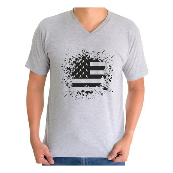 Awkward Styles Men's USA Flag Graphic V-neck T-shirt Tops Black and White Patriotic