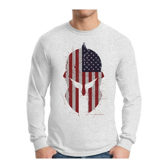 Awkward Styles Men's USA Flag Patriotic Graphic Long Sleeve T-shirt Tops White Independence Day 4th of July