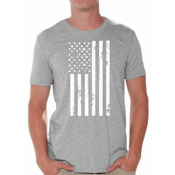Awkward Styles Men's USA Flag Patriotic Graphic T-shirt Tops White Independence Day 4th of July