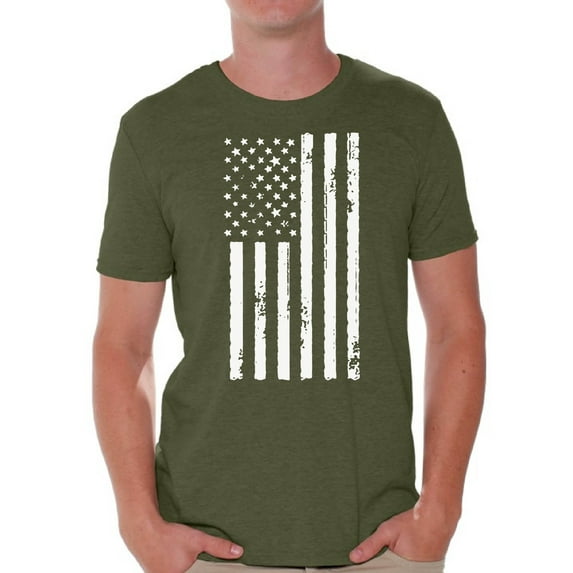 Awkward Styles Men's USA Flag Patriotic Graphic T-shirt Tops White Independence Day 4th of July