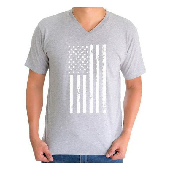 Awkward Styles Men's USA Flag Patriotic Graphic V-neck T-shirt Tops White Independence Day 4th of July