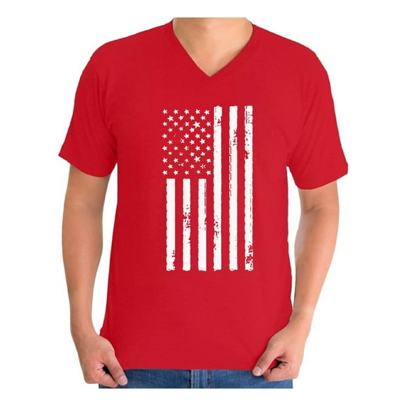 Awkward Styles Men's USA Flag Patriotic Graphic V-neck T-shirt Tops White Independence Day 4th of July