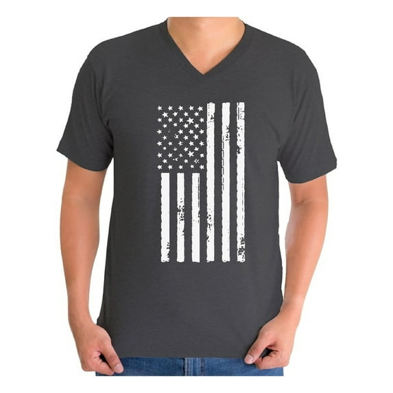 Awkward Styles Men's USA Flag Patriotic Graphic V-neck T-shirt Tops White Independence Day 4th of July