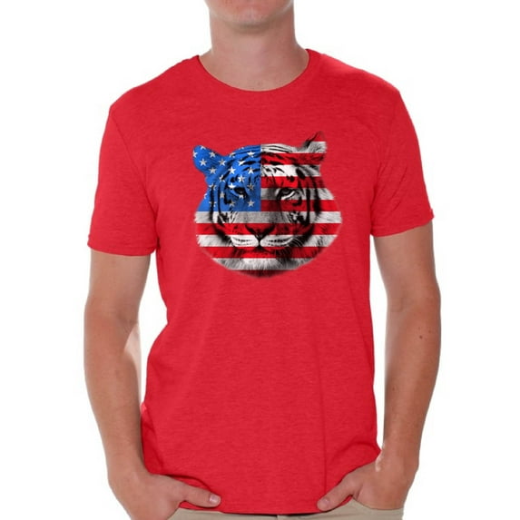 Awkward Styles Men's USA Flag Tiger Patriotic Graphic T-shirt Tops Independence Day Gift 4th of July