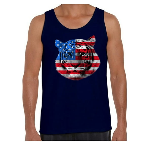 Awkward Styles Men's USA Flag Tiger Patriotic Graphic Tank Tops Independence Day Gift 4th of July